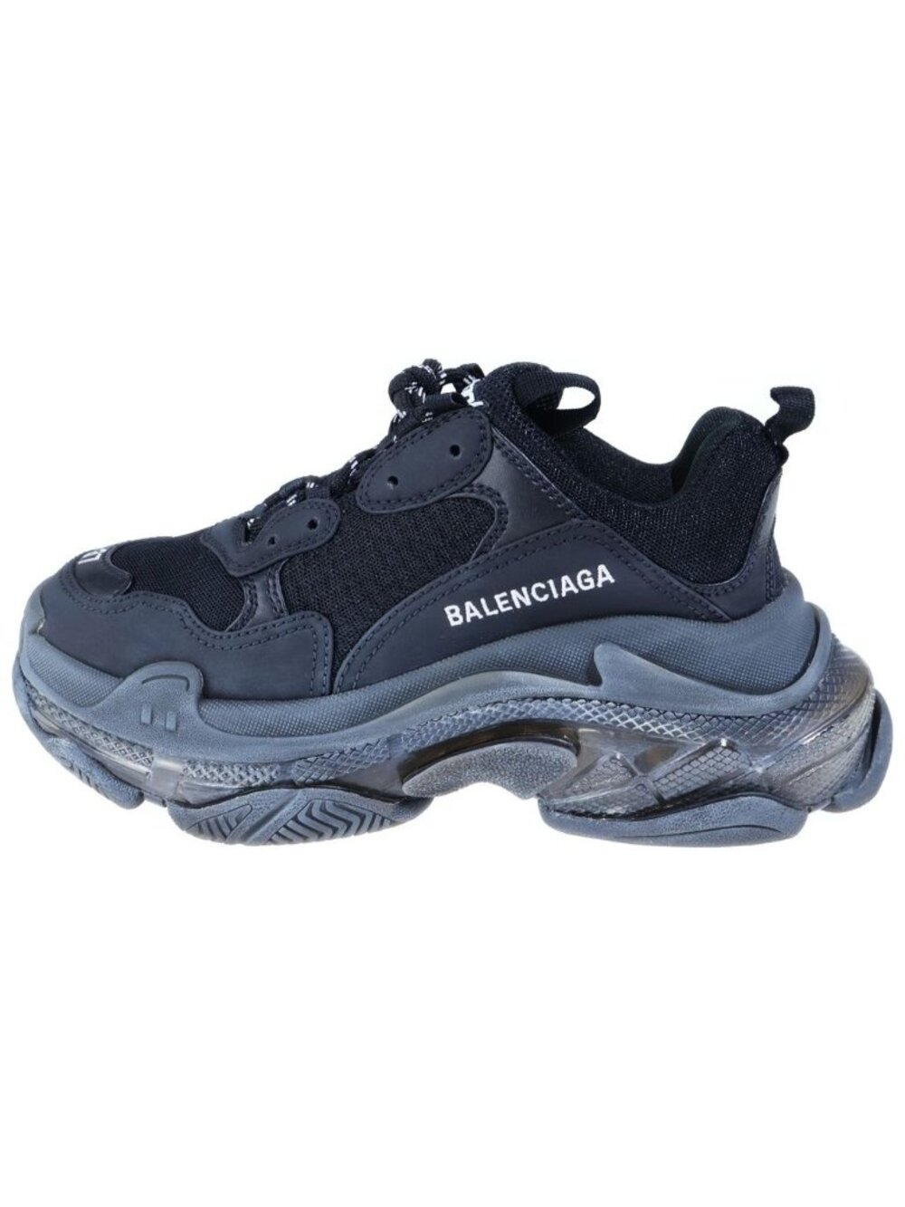 Balenciaga Triple S Mesh Leather Low Top Sneakers Black